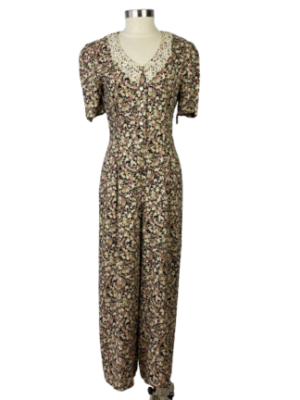 80s All That Jazz Granny Print Jumpsuit