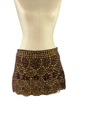 Beaded Brown Mini Skirt