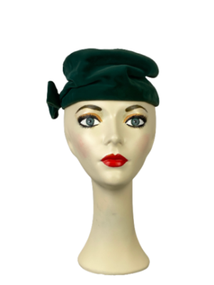 Green Velvet Soft Pill Box Hat