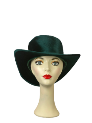 Green Velvet Wide Brim Top Hat