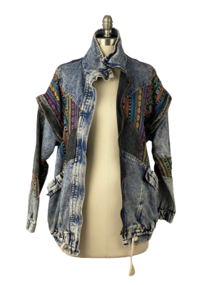 Romwe Patchwork Denim Jacket with Detachable Zip Sleeves