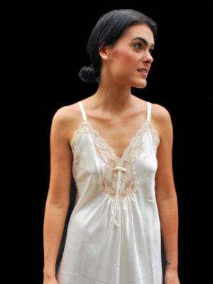 Vintage Silk and Lace Cream Maxi Slip Dress