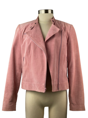 Clothes By Review Pink Suede Biker Jacket