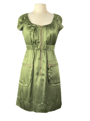 Olive Green Silk Dress