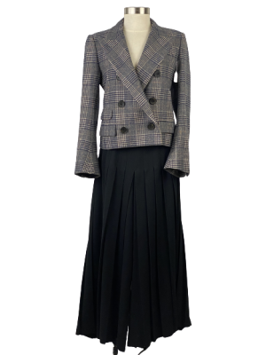 Vintage black wool crepe pleated culottes