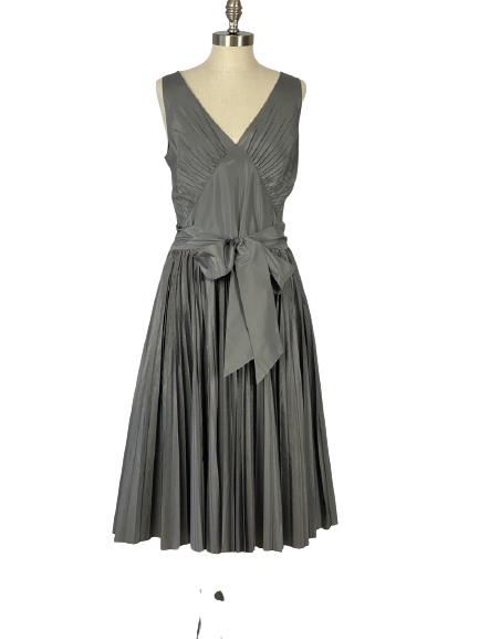 Banana Republic Grey Pleated Taffeta Dress