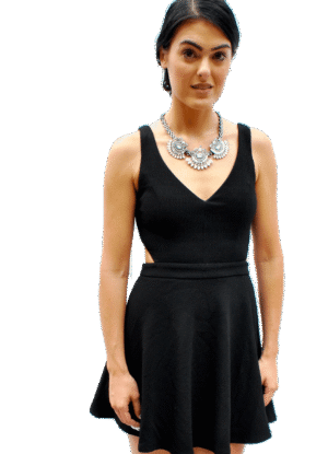 Black Short Dress with Cutout Sides