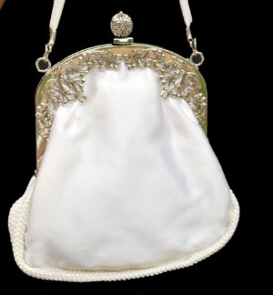 Vintage Silk and Beaded White Evening Purse