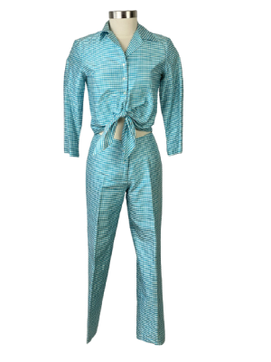 Parameter  Silk Turquoise Check Lounge Wear Set