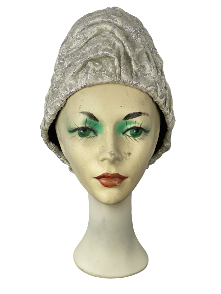 Silver Brocade Turban Style Hat