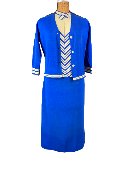 Alberto Vintage Royal Blue 3 Piece Knit Suit